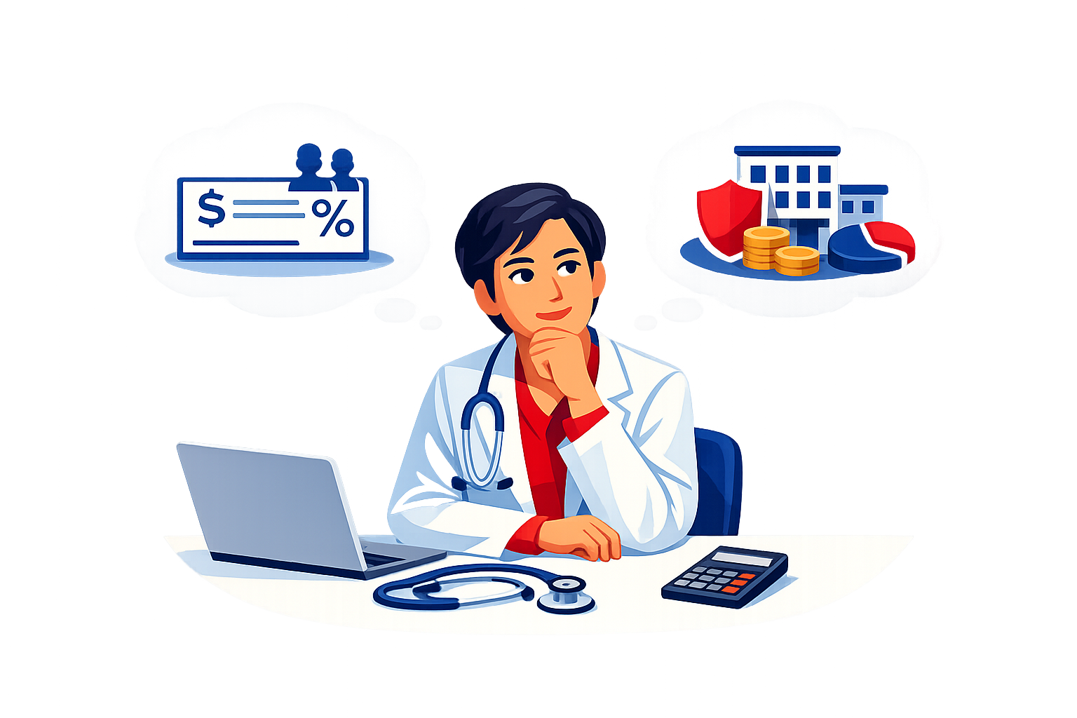 Androgynous Physician in Thoughtful Business Consideration